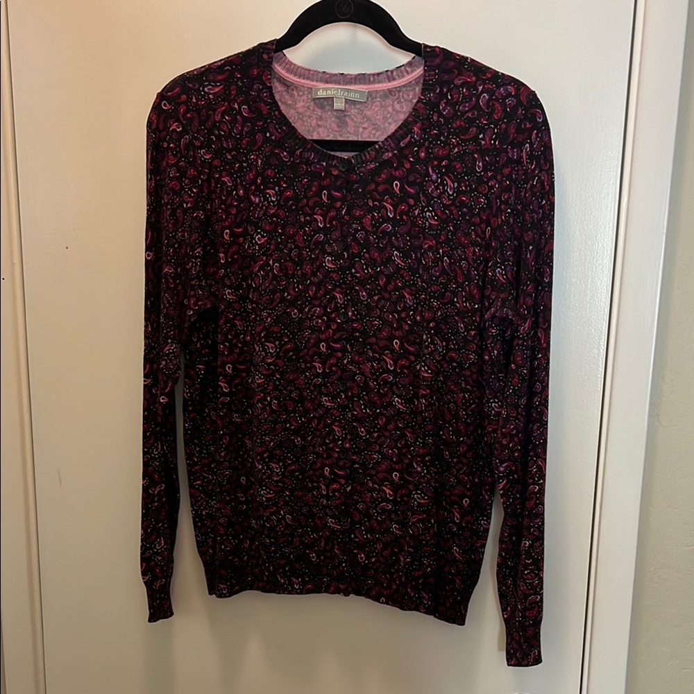 Daniel Rain Paisley Pink and Black Cardigan